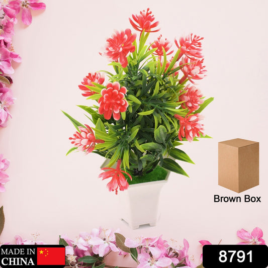 Artificial wild flower plant in a cute pot, perfect for home, office, or balcony decor, displayed on a tabletop or desk.
