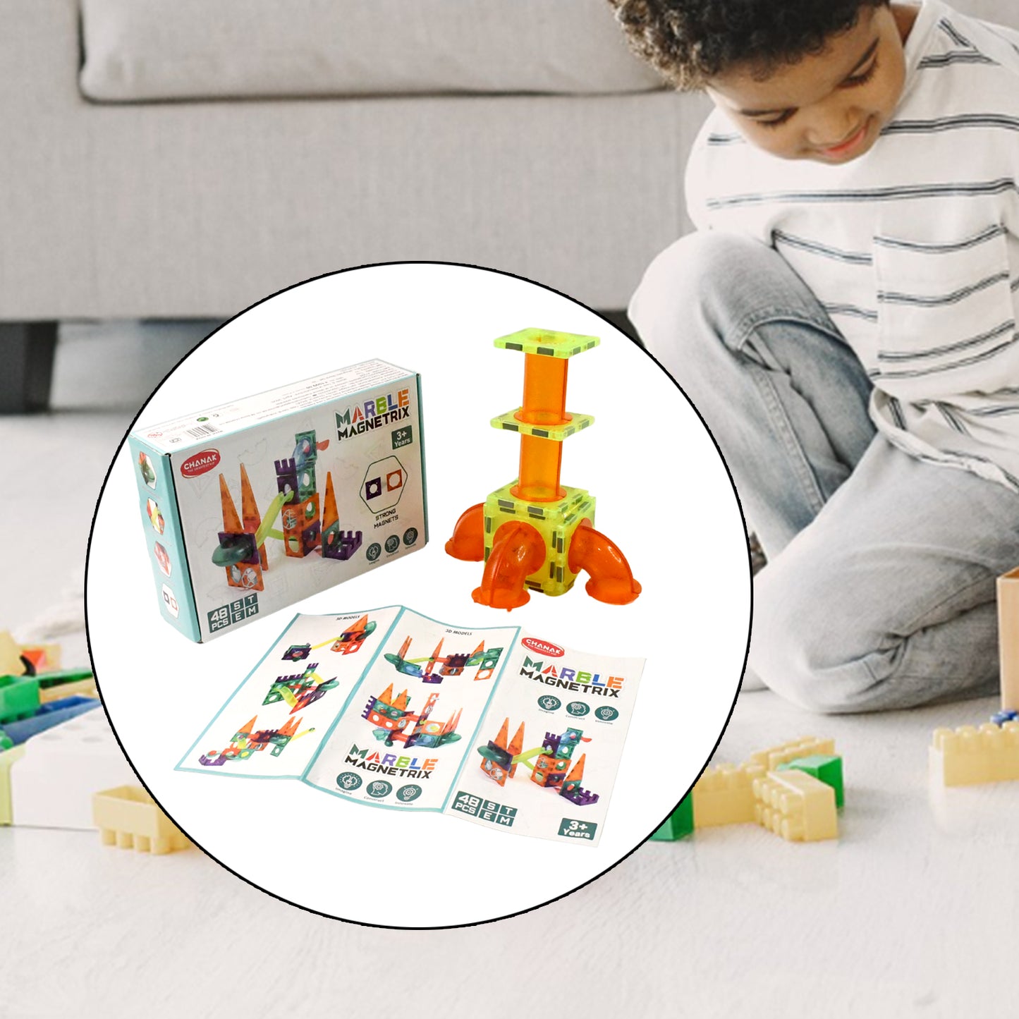 Wukusy Marble Magnetrix magnetic marble run toy with colorful marble tracks and building pieces for creative play