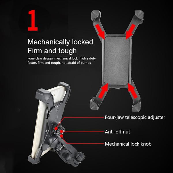Wukusy bike phone mount with anti-shake design, stable cradle, and 360-degree rotation for secure mobile device attachment on bikes.