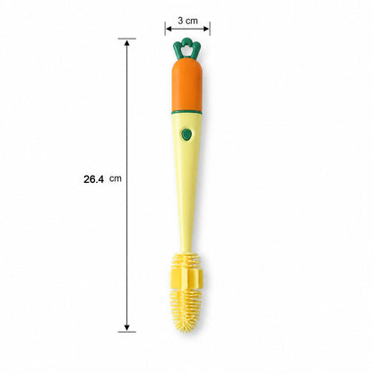 Wukusy 4-in-1 silicone bottle cleaning brush with long handle and nipple brush for thorough cleaning of bottles and nipples