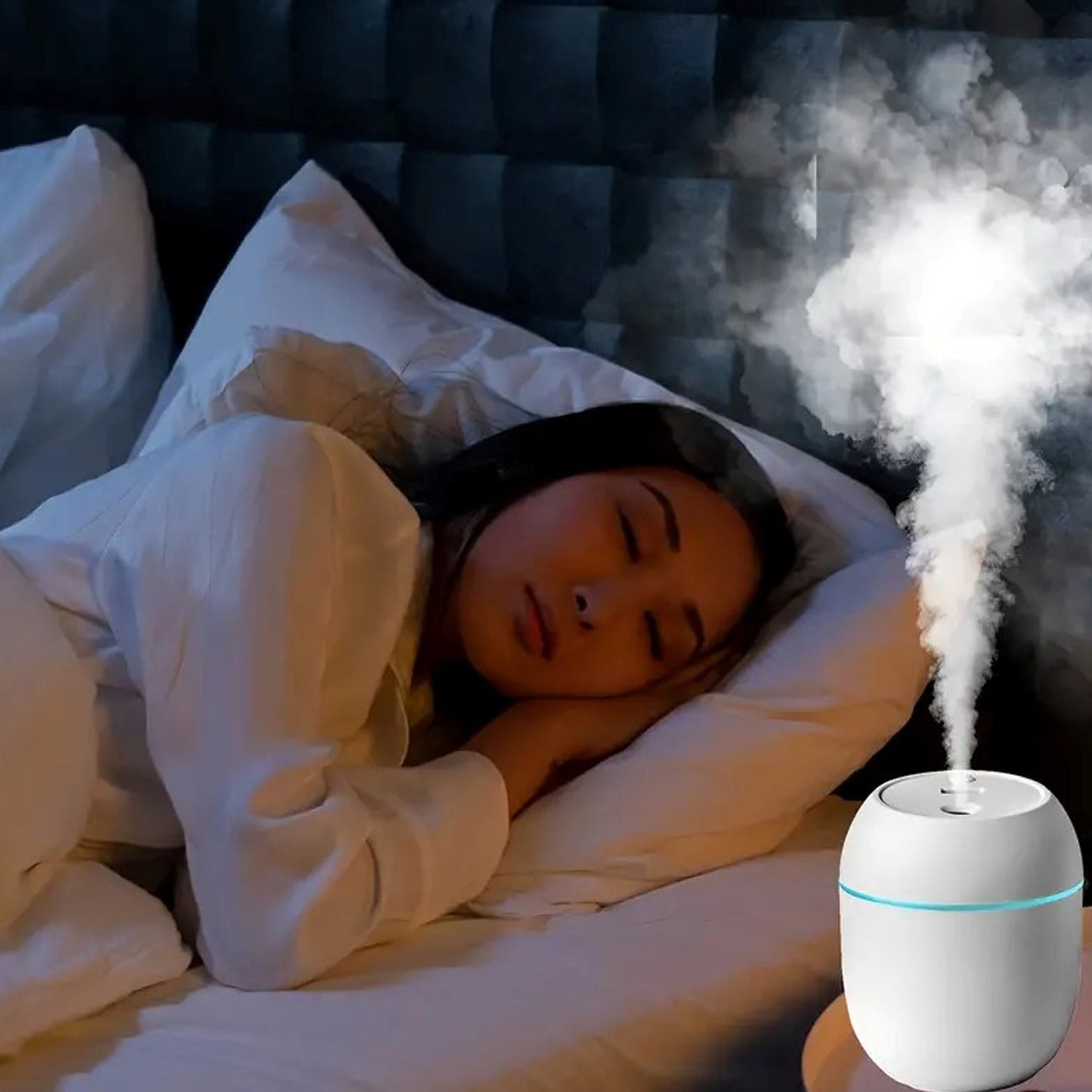 Wukusy portable mini USB humidifier with light, cool mist, essential oil diffuser, ideal for baby, bedroom, travel, or office use