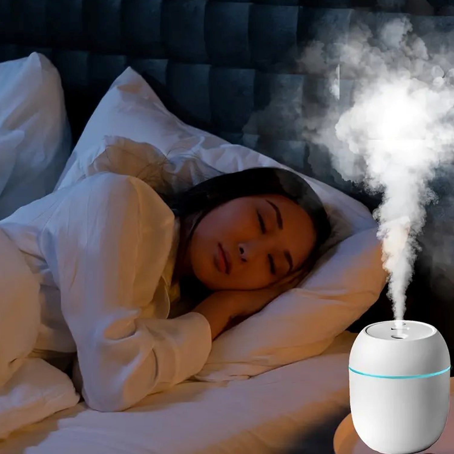Wukusy portable mini USB humidifier with light, cool mist, essential oil diffuser, ideal for baby, bedroom, travel, or office use