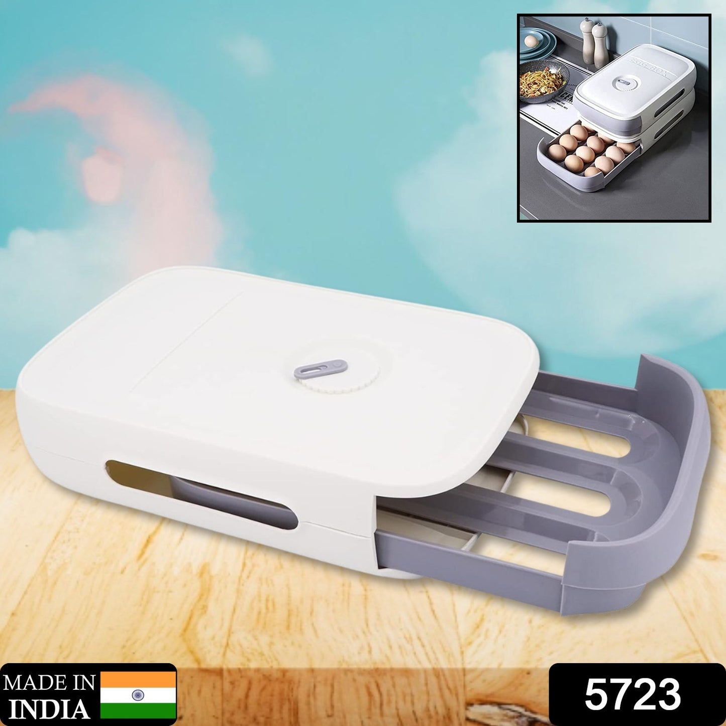 Wukusy plastic egg storage box with cover, refrigerator egg organizer and egg tray for pantry and household use.