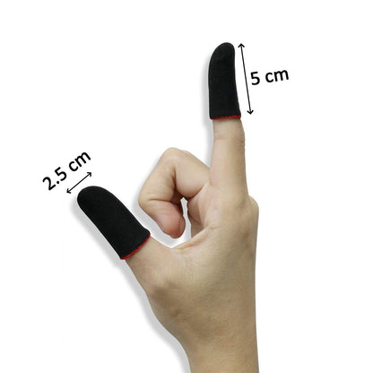 Wukusy thumb and finger sleeve for mobile gaming, designed for PUBG and Free Fire, shown in a pair for enhanced grip and control.