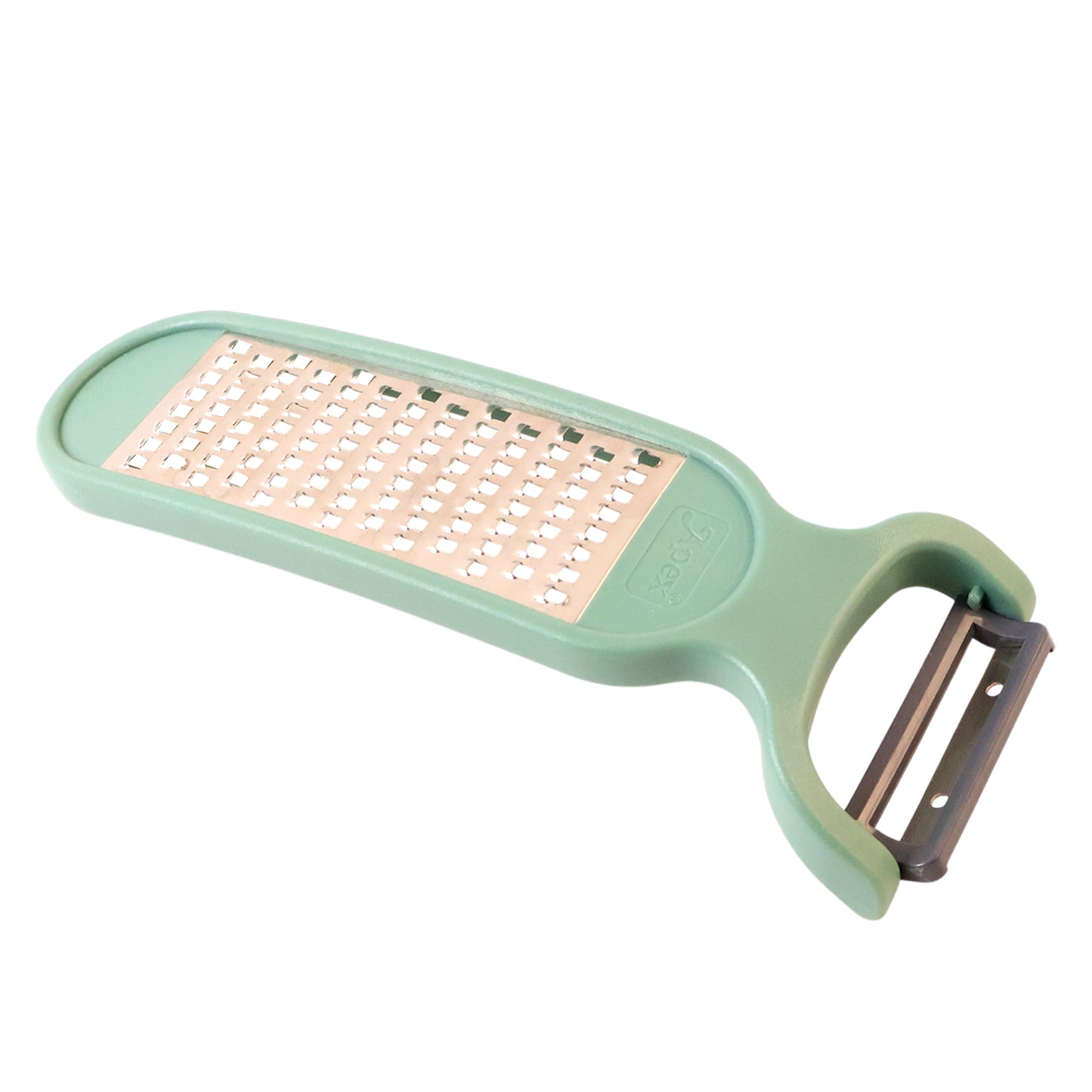 Wukusy Apex 2-in-1 vegetable grater and peeler combo tool, kitchen utensil with stainless steel blades for efficient vegetable prep.