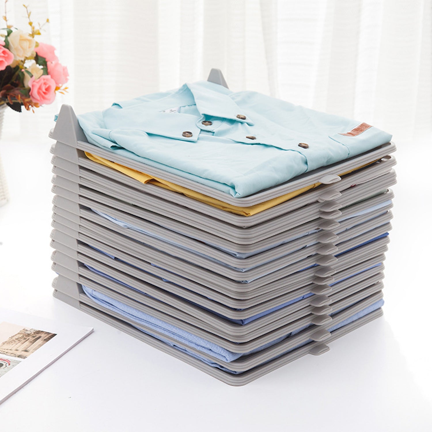Wukusy cloth organizer for home decor, showing a neatly arranged cloths and fabrics in a well-organized manner.