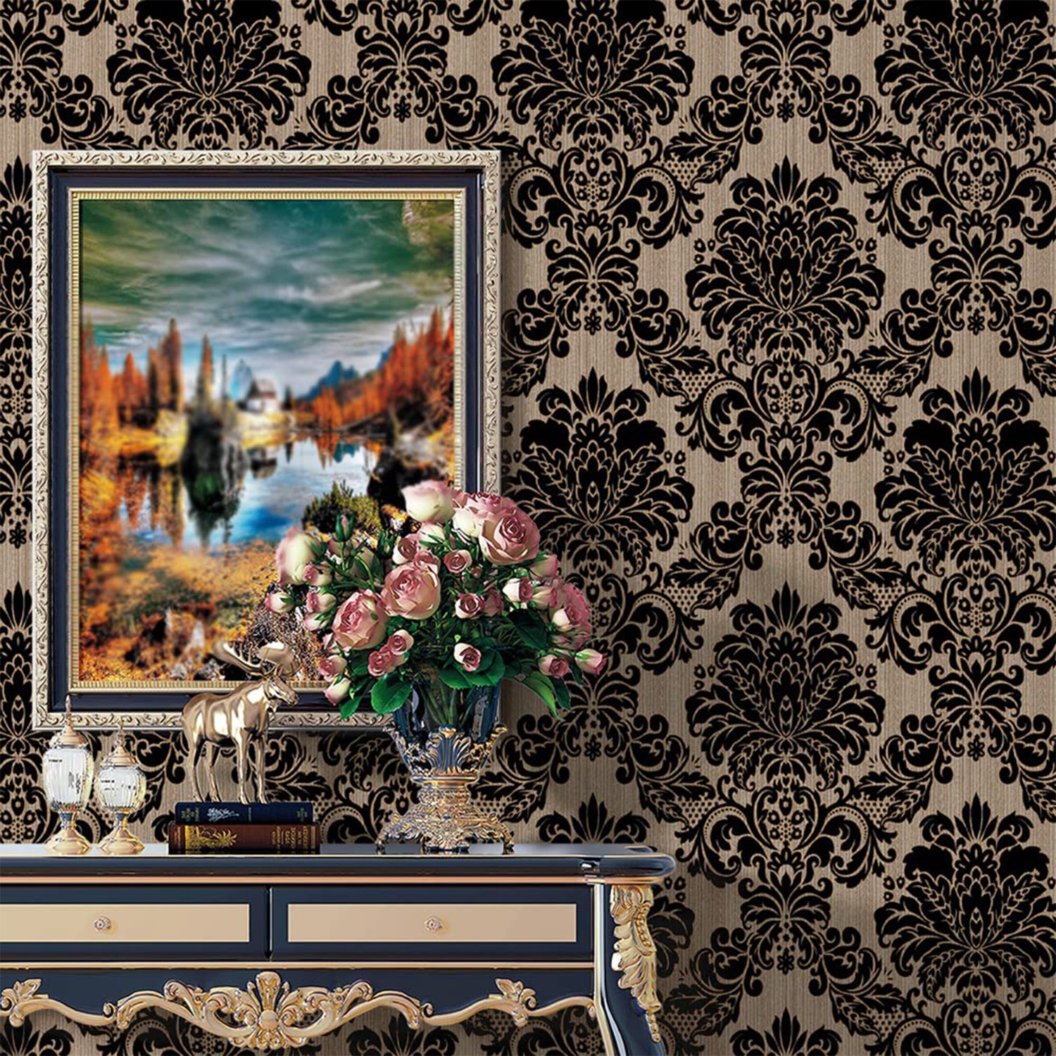 Wukusy premium self-adhesive decorative wallpaper roll for home decor, featuring a stylish pattern in a close-up view.