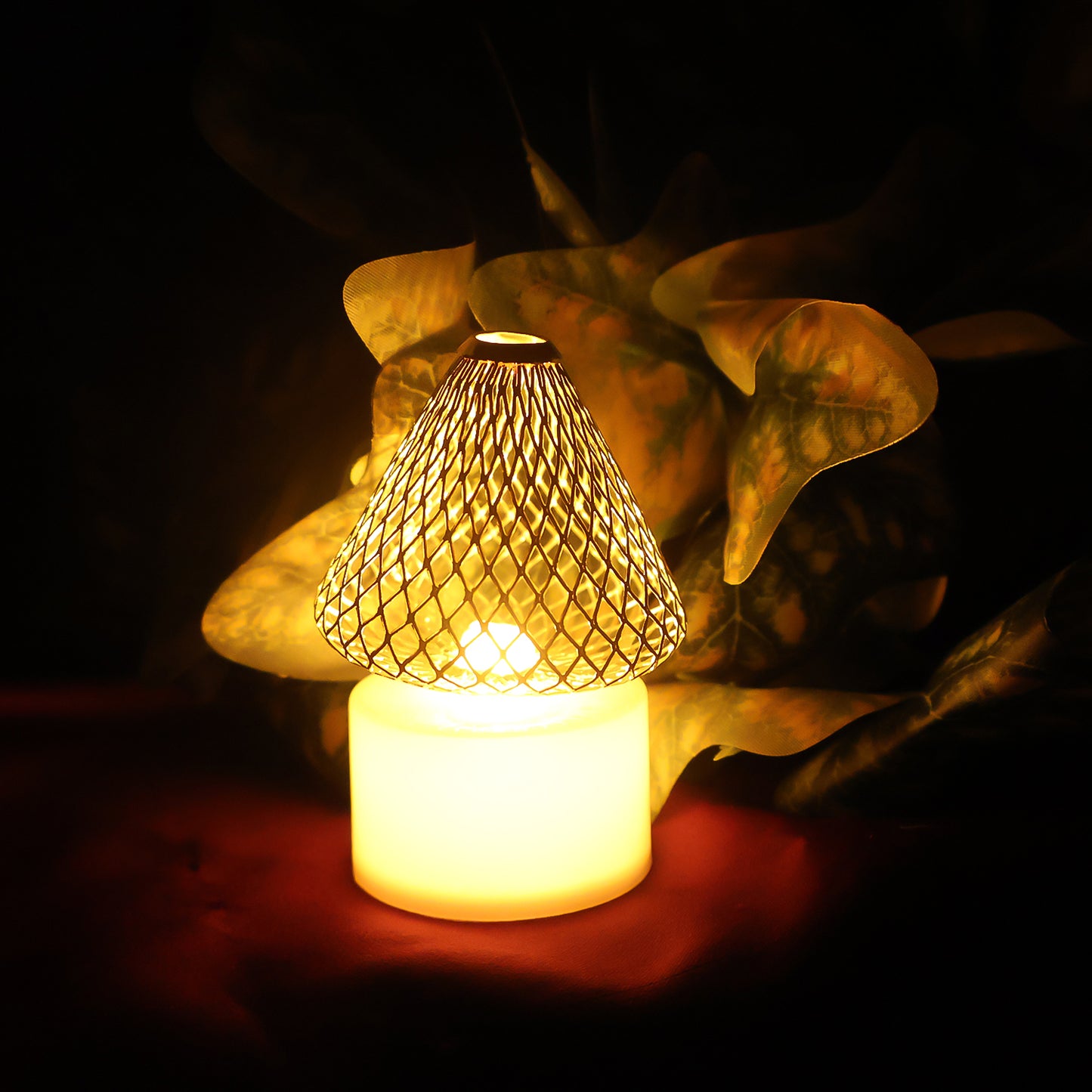 Set of 12 Wukusy decorative LED flameless candle lights with golden net covers, ideal for home decor illumination.