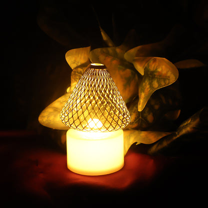 Set of 12 Wukusy decorative LED flameless candle lights with golden net covers, ideal for home decor illumination.
