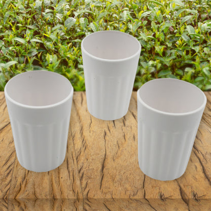 Set of three Wukusy small plastic coffee and tea cups, lightweight, unbreakable, microwave and dishwasher safe for camping or home use.