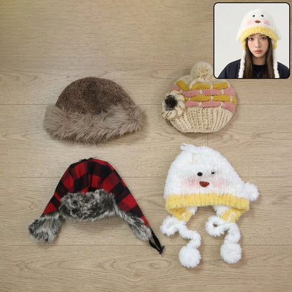 Wukusy winter woolen cap and lightweight summer fashion cap, showing a mix of random designs in a single image.