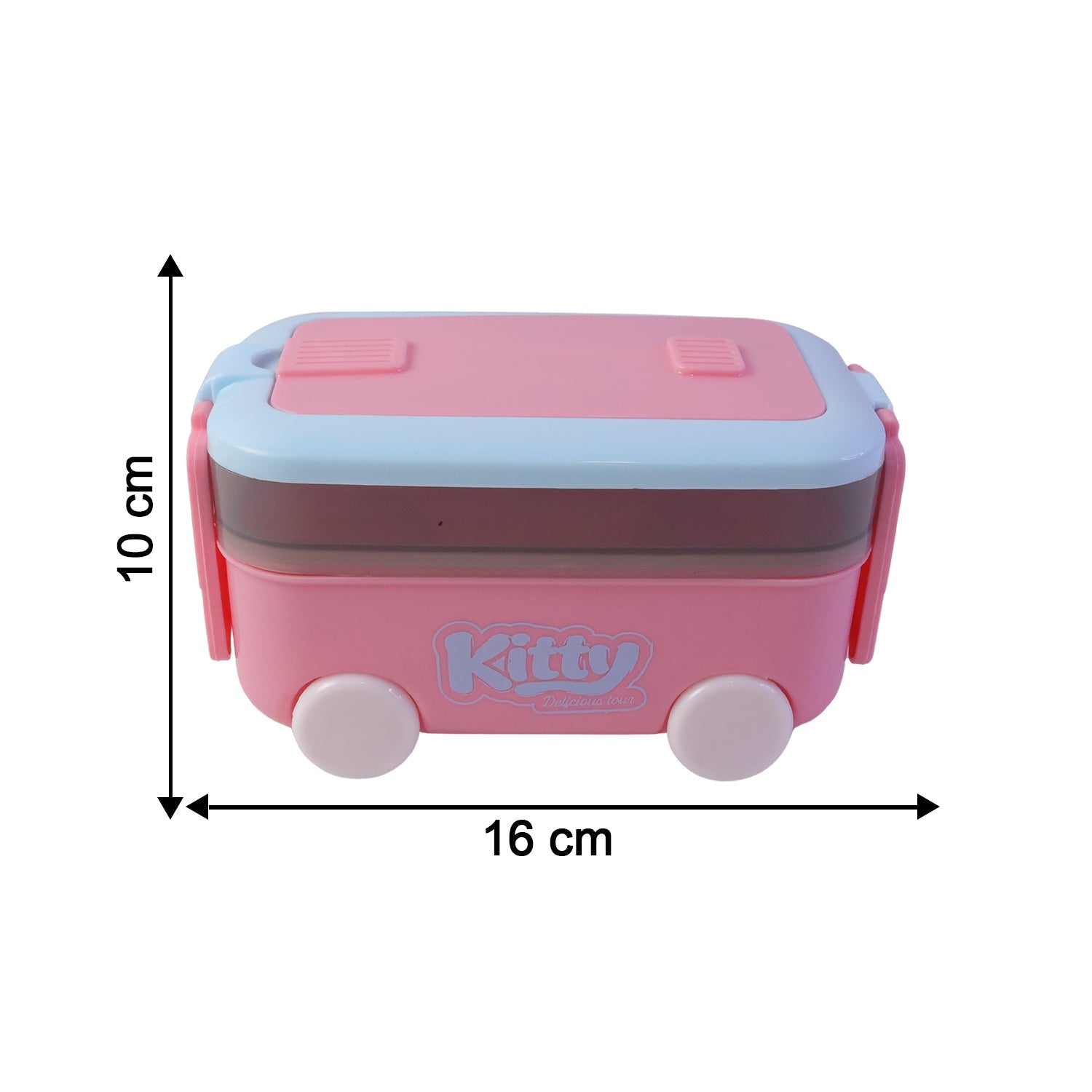 Wukusy car-shaped kids lunch box with wheels, includes spoon and fork, ideal for school tiffin, colorful and fun design