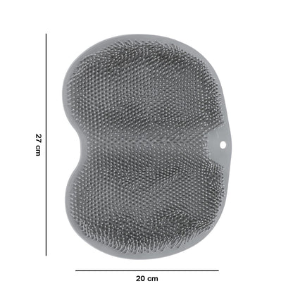 Wukusy silicone bathroom foot cleaning scrubber mat with textured surface, 27x20 cm for foot hygiene and easy cleaning.
