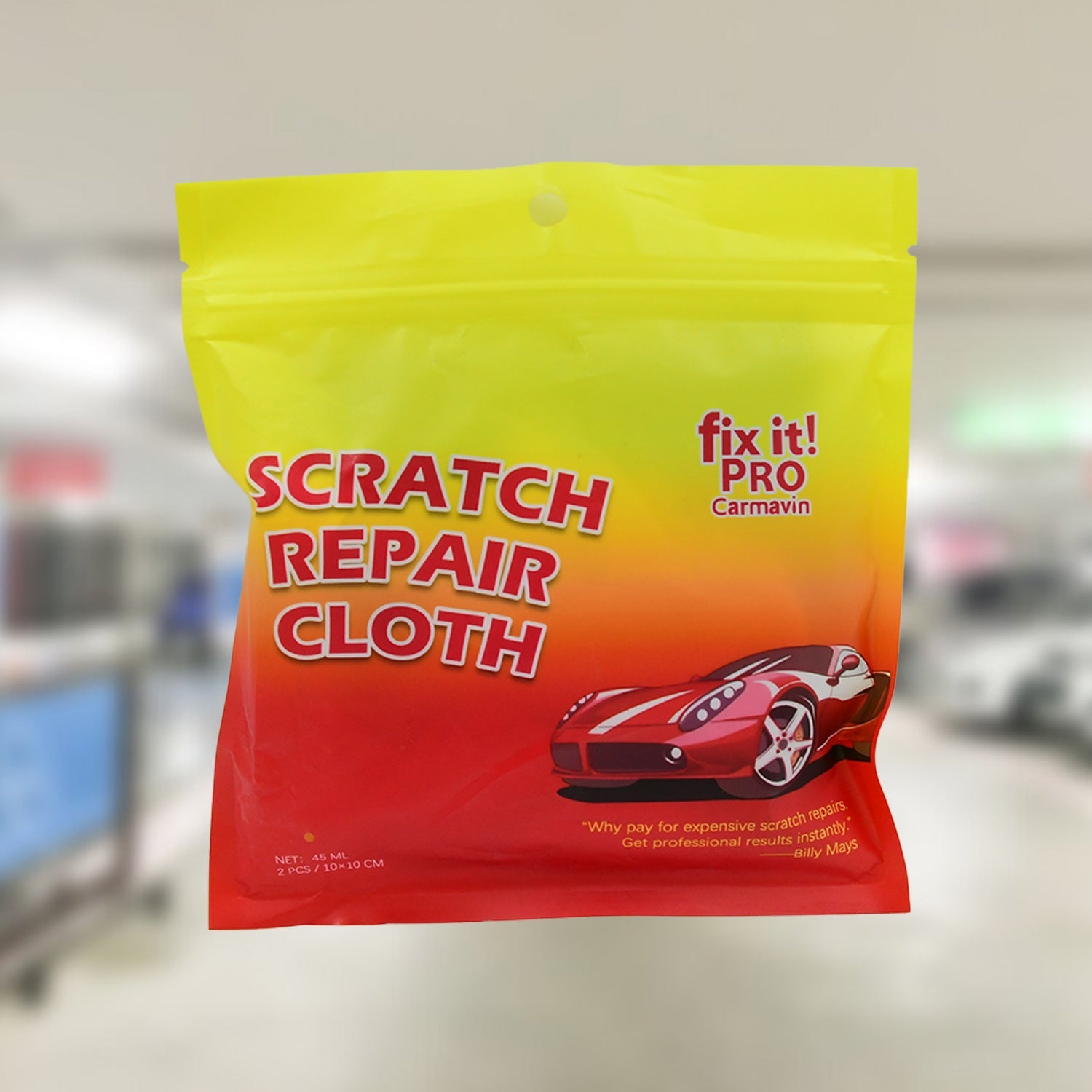 Wukusy 8527 Nano Magic Car Scratch Remover Cloth kit with polishing solution, gloves, and nano cloth for repairing car paint scratches.