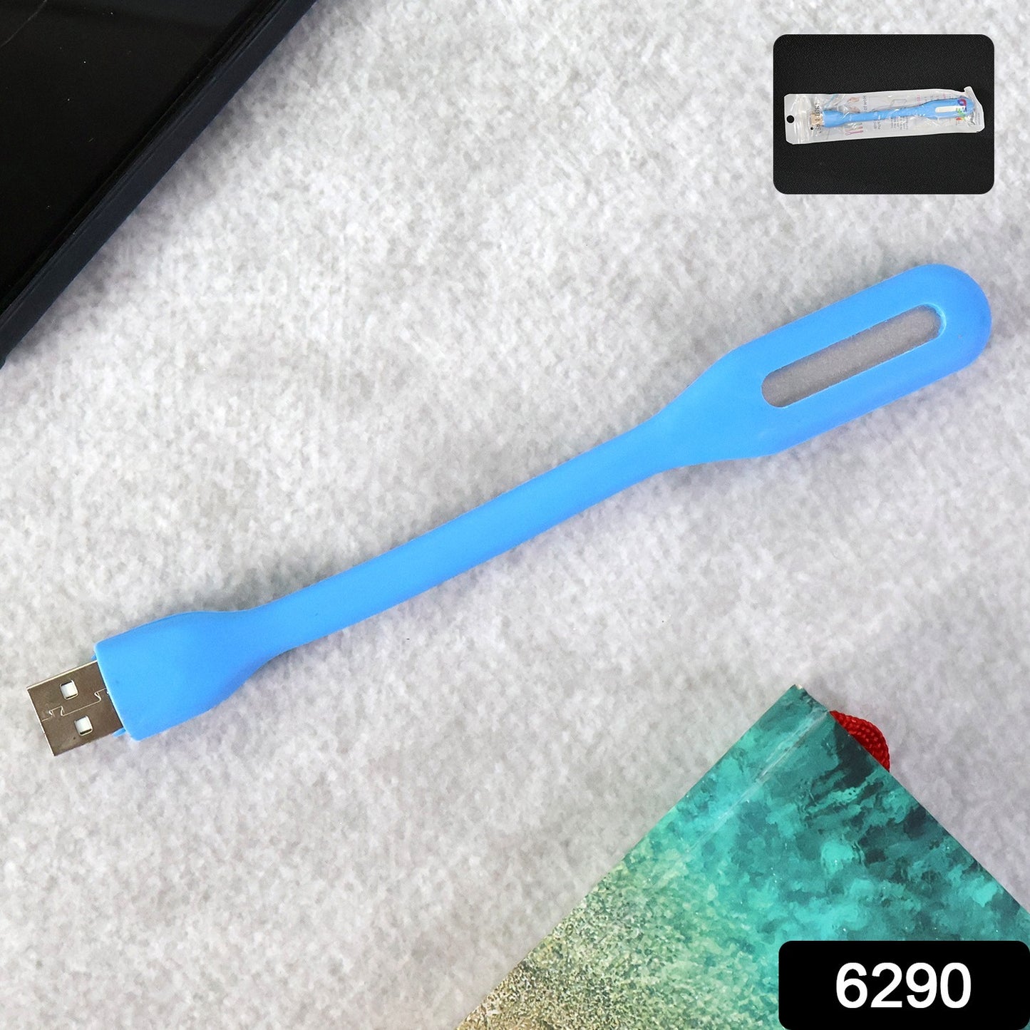 Flexible USB LED light by Wukusy, shown in a close-up view, highlighting its flexible arm and bright LED illumination.