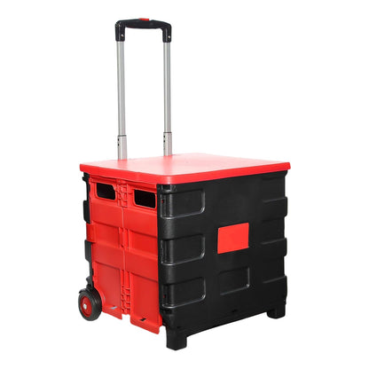 Wukusy foldable shopping trolley with portable grocery cart, featuring a food basket and compact design for easy travel and shopping.