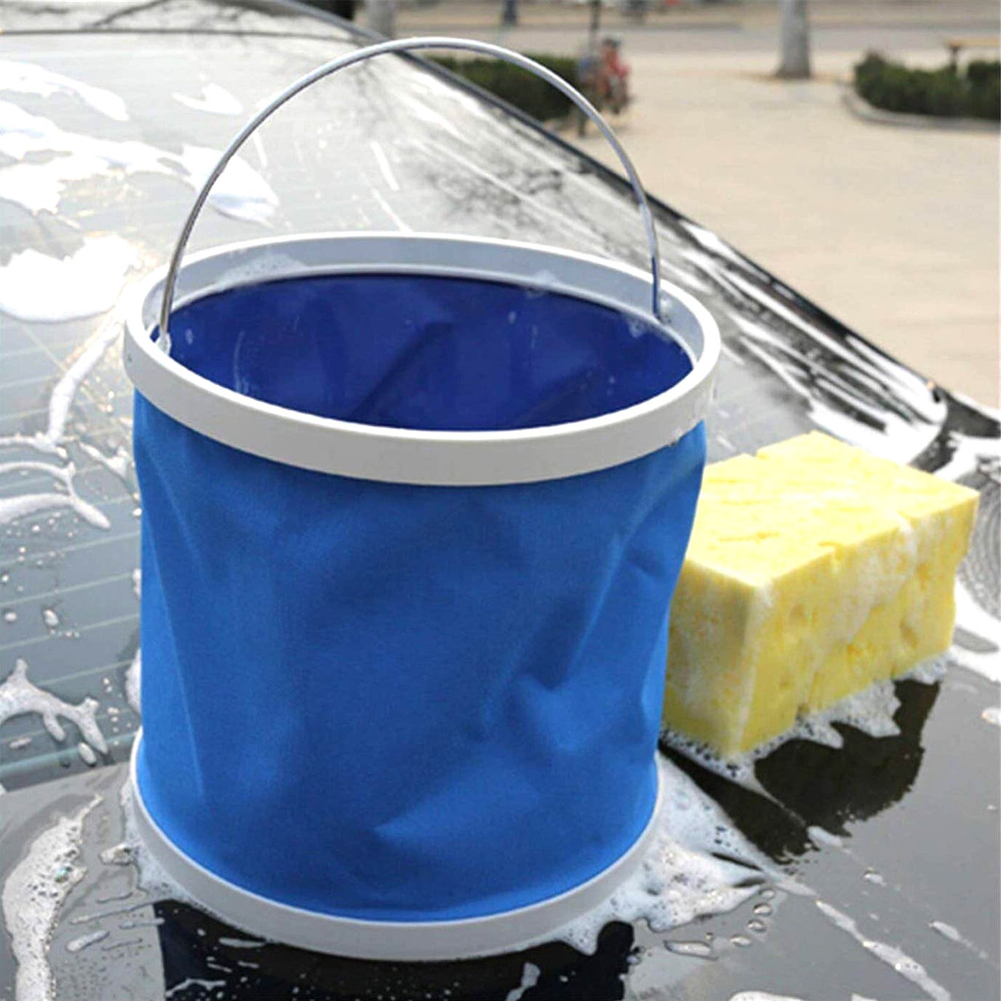 Wukusy premium 9-in-1 car washing and cleaning kit accessories including brushes, sponges, and spray bottles for vehicle maintenance.