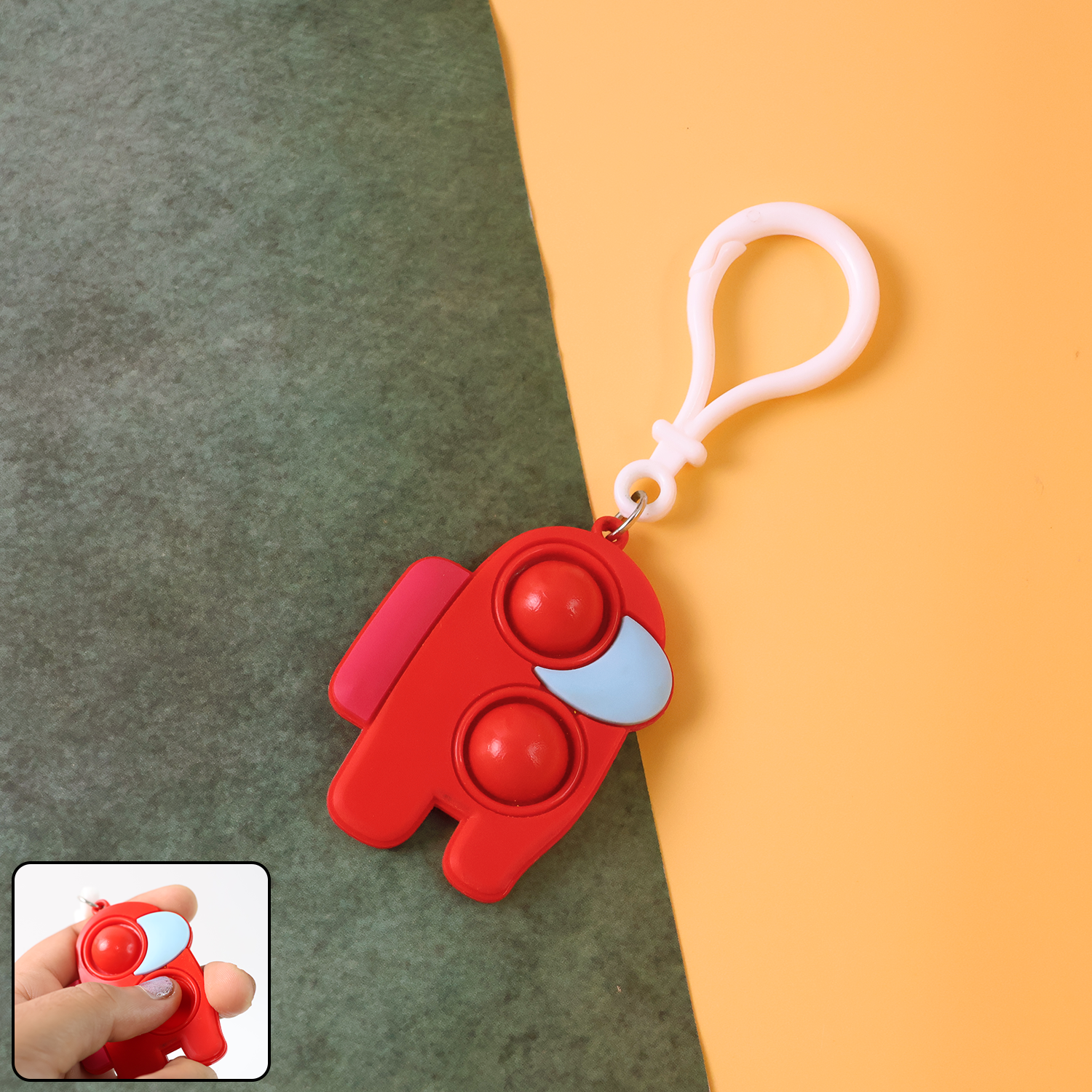 Colorful Wukusy Pop-it Fidget Keychain Toy with multiple bubbles, compact and portable for stress relief and sensory fun.