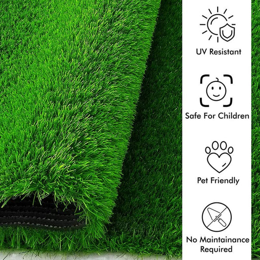 Wukusy artificial grass for balcony or doormat, soft durable plastic turf carpet, 58x38cm, outdoor-friendly synthetic grass flooring