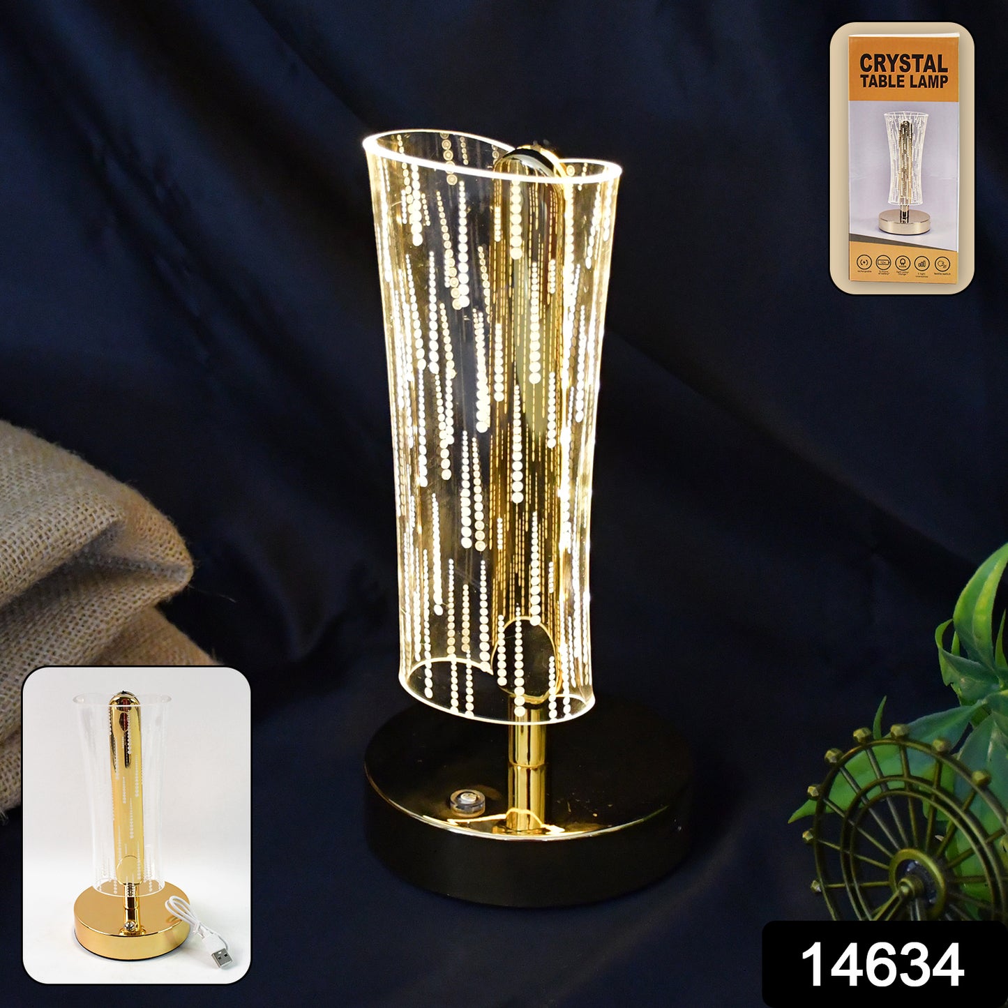 Luxury Wukusy crystal table lamp for home decor, featuring a sleek design with sparkling crystal accents and a modern base.