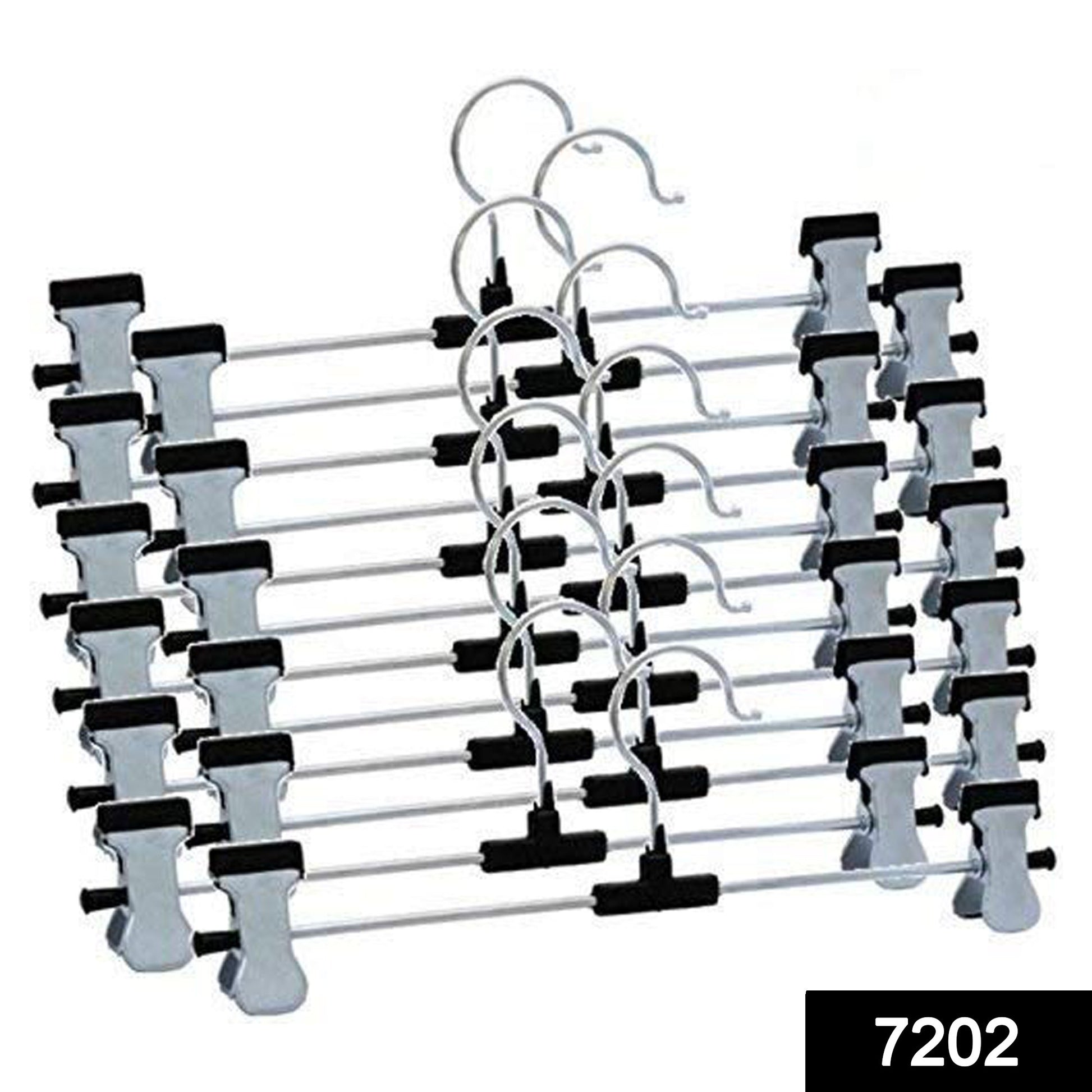 Set of 12 Wukusy 7202 home improvement hangers with 2 adjustable anti-rust clips for clothing or fabric organization.