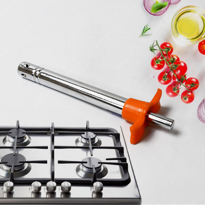 Wukusy 2-in-1 stainless steel kitchen combo lighter with vegetable cutter and peeler, durable gas lighter set for cooking and peeling tasks