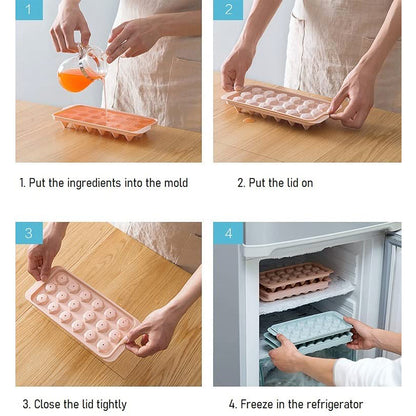 Wukusy durable plastic ice cube tray with 12 compartments for making ice cubes in a home kitchen setting