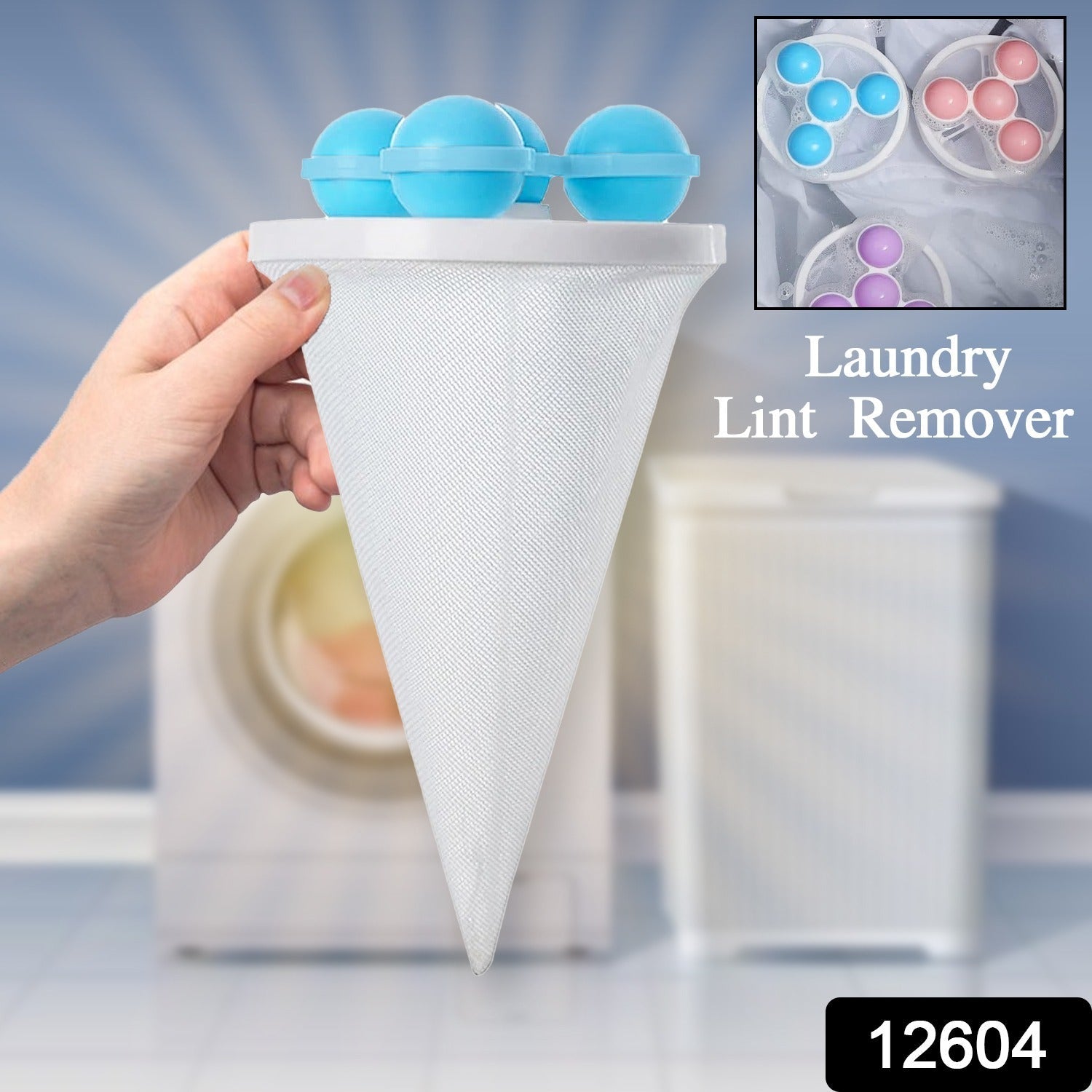 Wukusy laundry ball floating pet fur lint hair catcher in mesh bag, reusable washing machine lint remover for pet hair and lint.