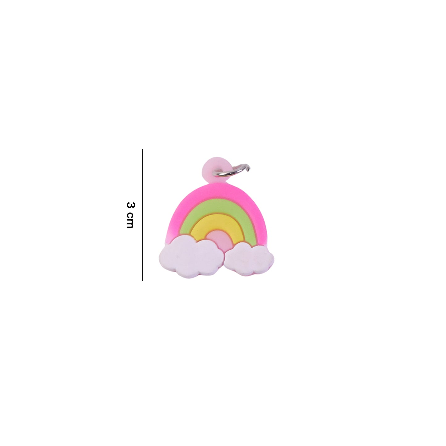 Set of 10 cute rainbow cloud bag charm keychains by Wukusy, featuring colorful cloud and rainbow designs for bags and accessories.