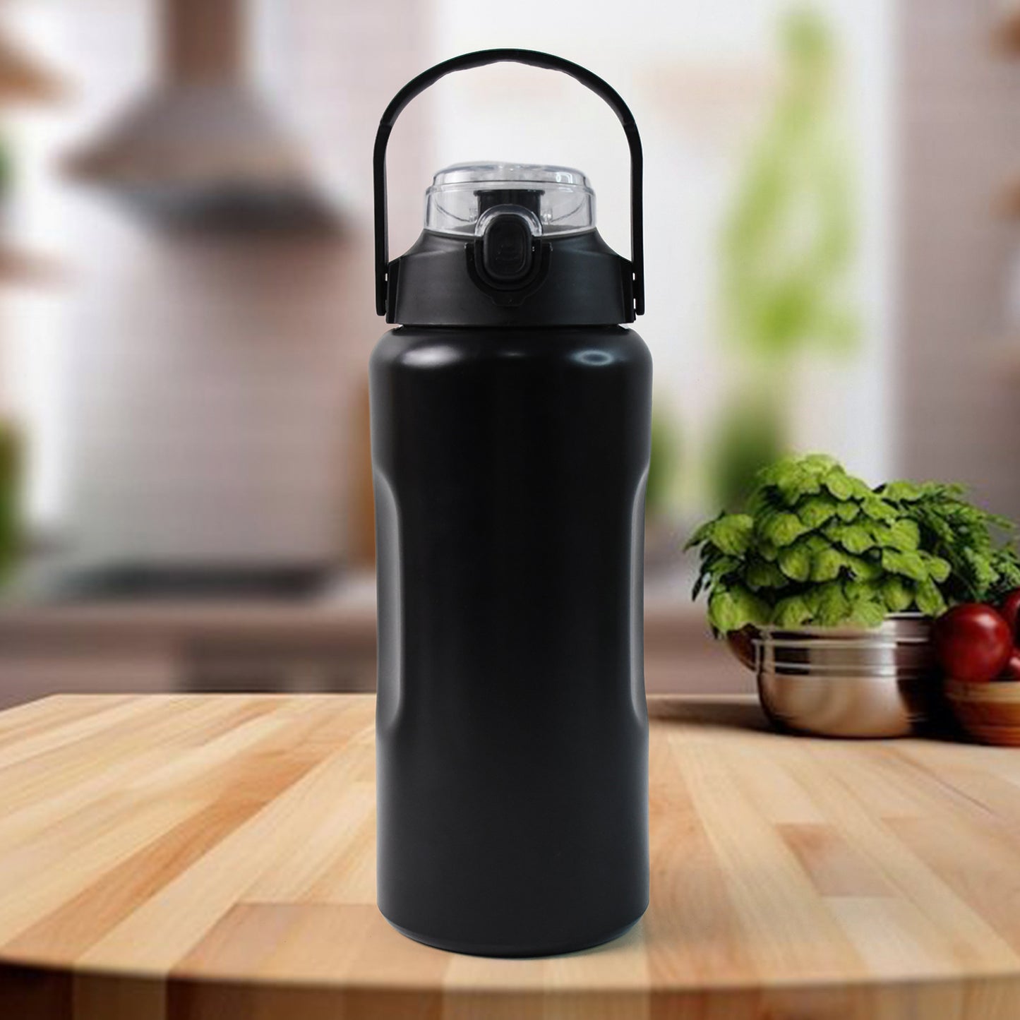Large stainless steel insulated water bottle with 1600ml capacity by Wukusy, featuring a sleek design and secure lid.