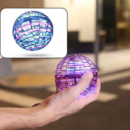 Wukusy flying ball toy with RGB lights, 360° rotation, mini boomerang design, rechargeable USB, and magic controller.