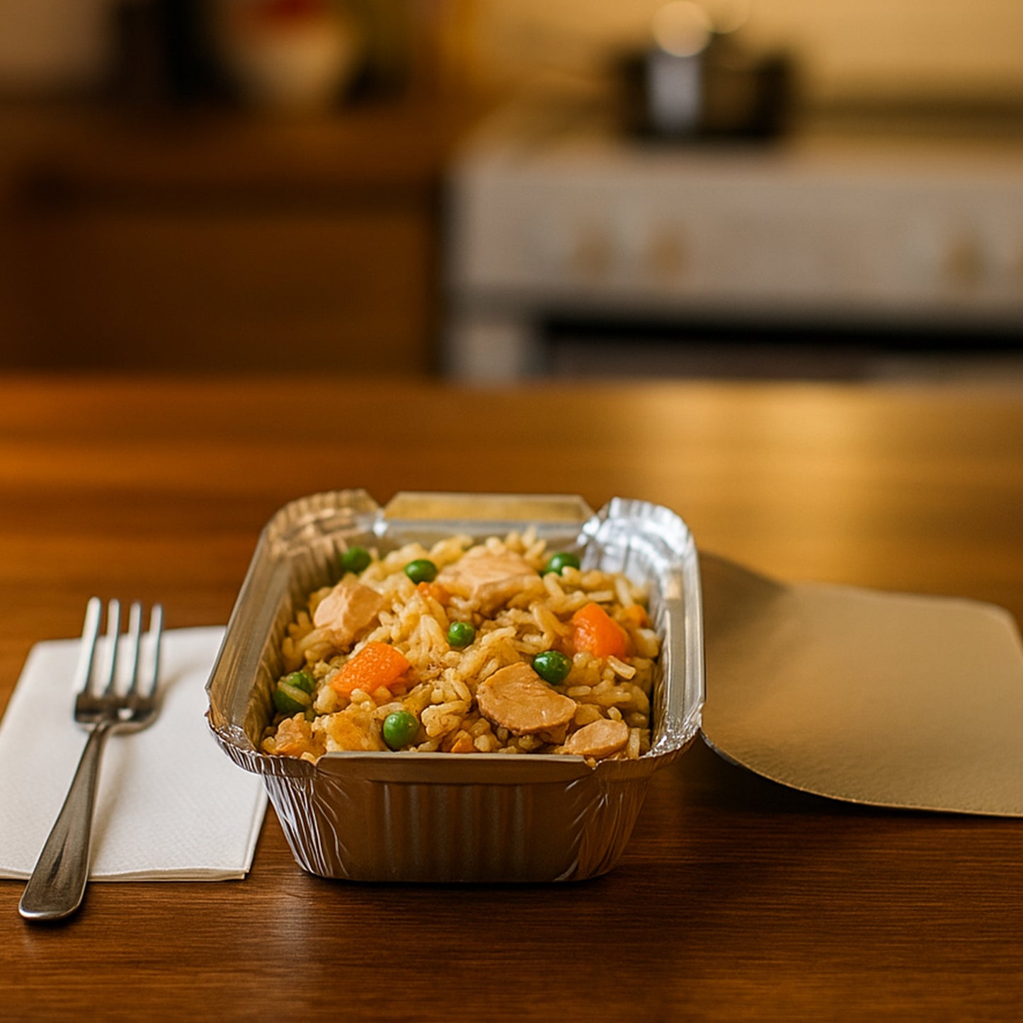 Set of 25 disposable aluminium food containers with lids, 250 ml capacity, ideal for home and kitchen use by Wukusy