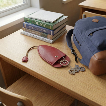 Wukusy stylish compact keyholder pouch with keyring and zipper closure, designed for organizing keys and small essentials.