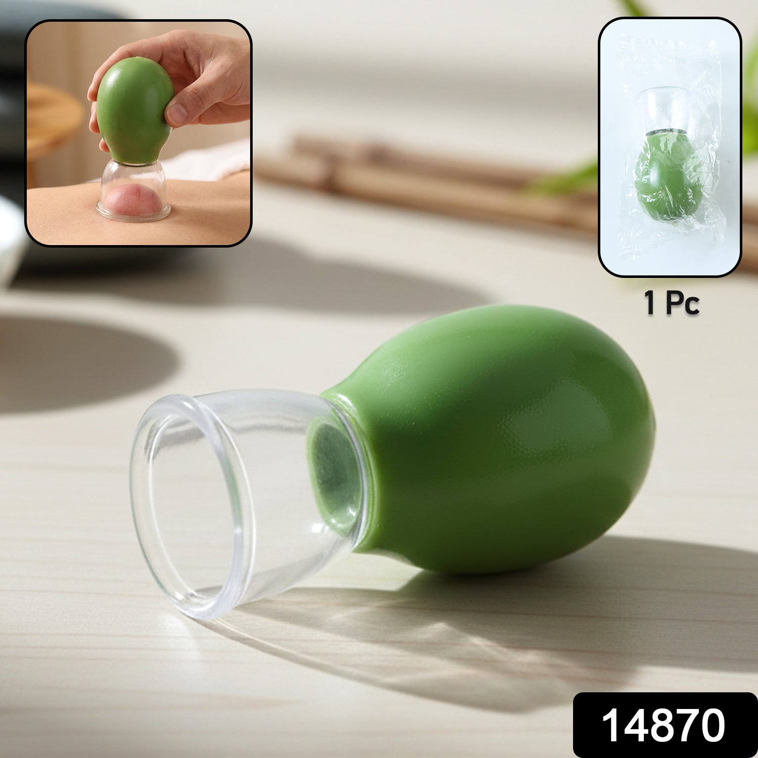Manual silicone vacuum cupping therapy cup by Wukusy, shown in the image, designed for skin and muscle suction therapy.
