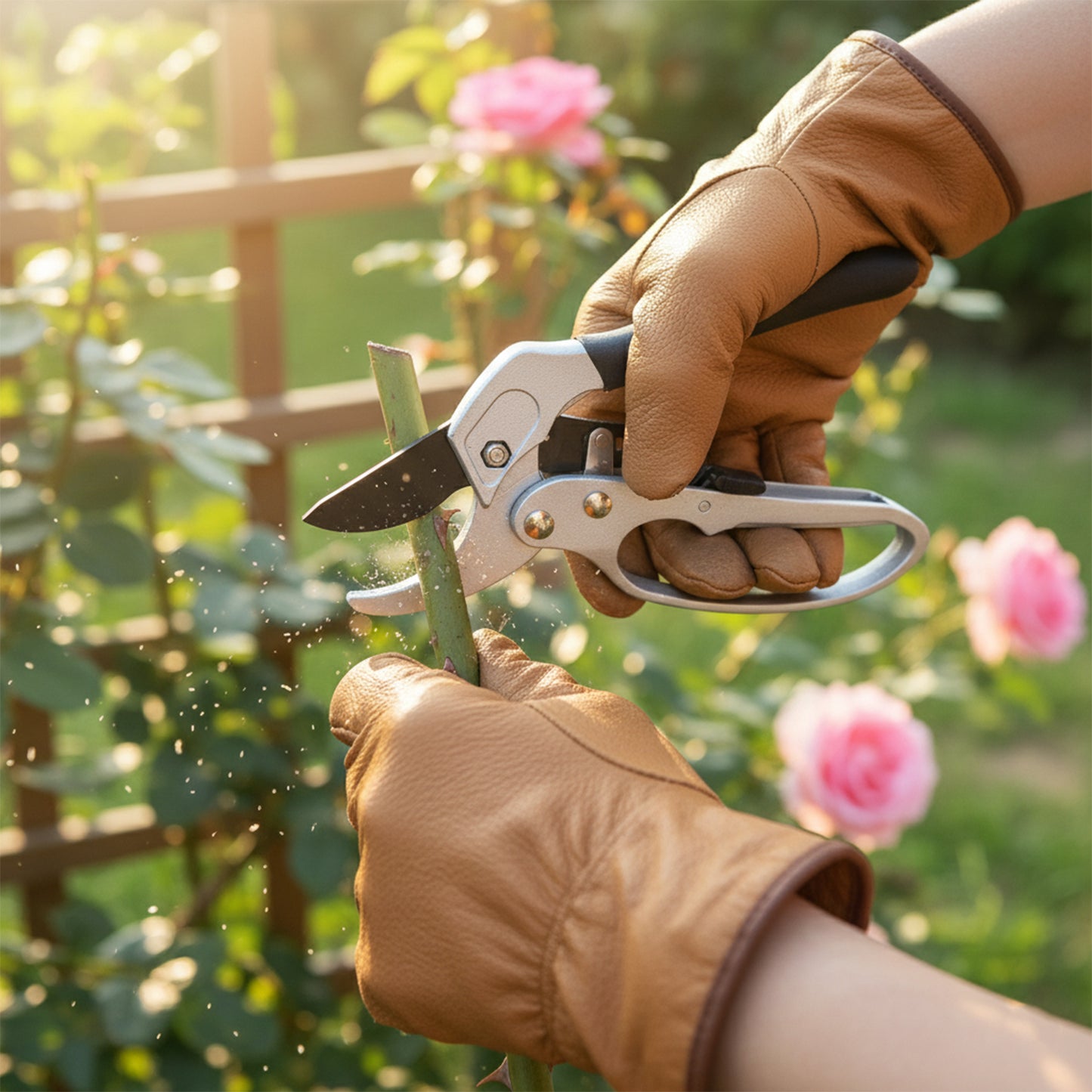 Wukusy gardening shears, 200mm pruning scissors for garden trimming and pruning, durable garden tool in a natural outdoor setting