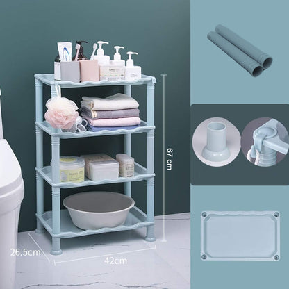Wukusy 4-layer multifunctional storage shelf organizer for kitchen or bathroom, narrow design with multiple compartments.