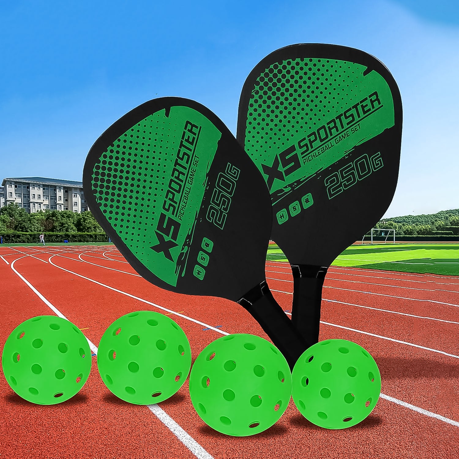 Wukusy outdoor pickleball paddle and ball set, including one paddle and one ball, designed for outdoor pickleball sports play.