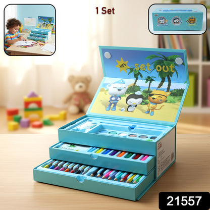 Wukusy drawing kit box for kids with colorful drawing tools and art supplies, including markers, pencils, and crayons.