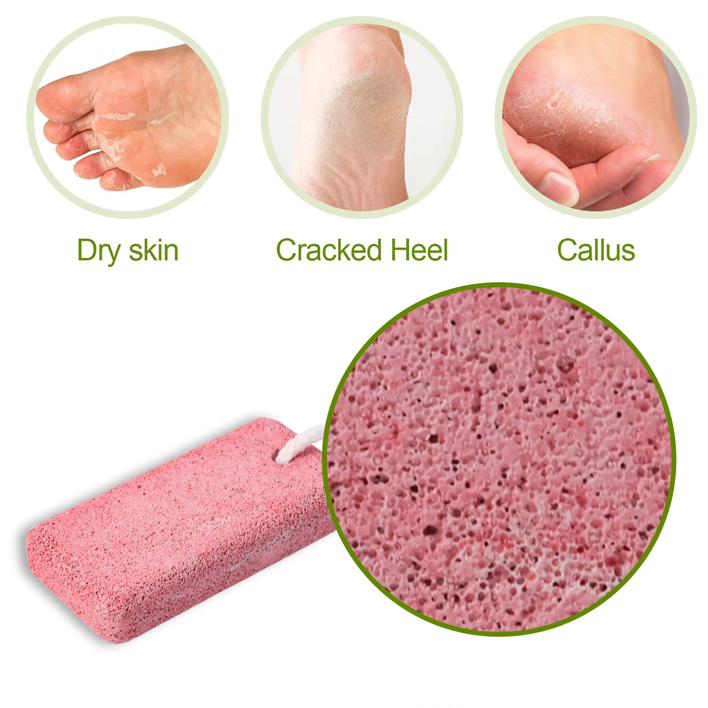 Wukusy rectangular foot pumice stone for dead skin and callus removal, natural exfoliating tool for smooth feet.