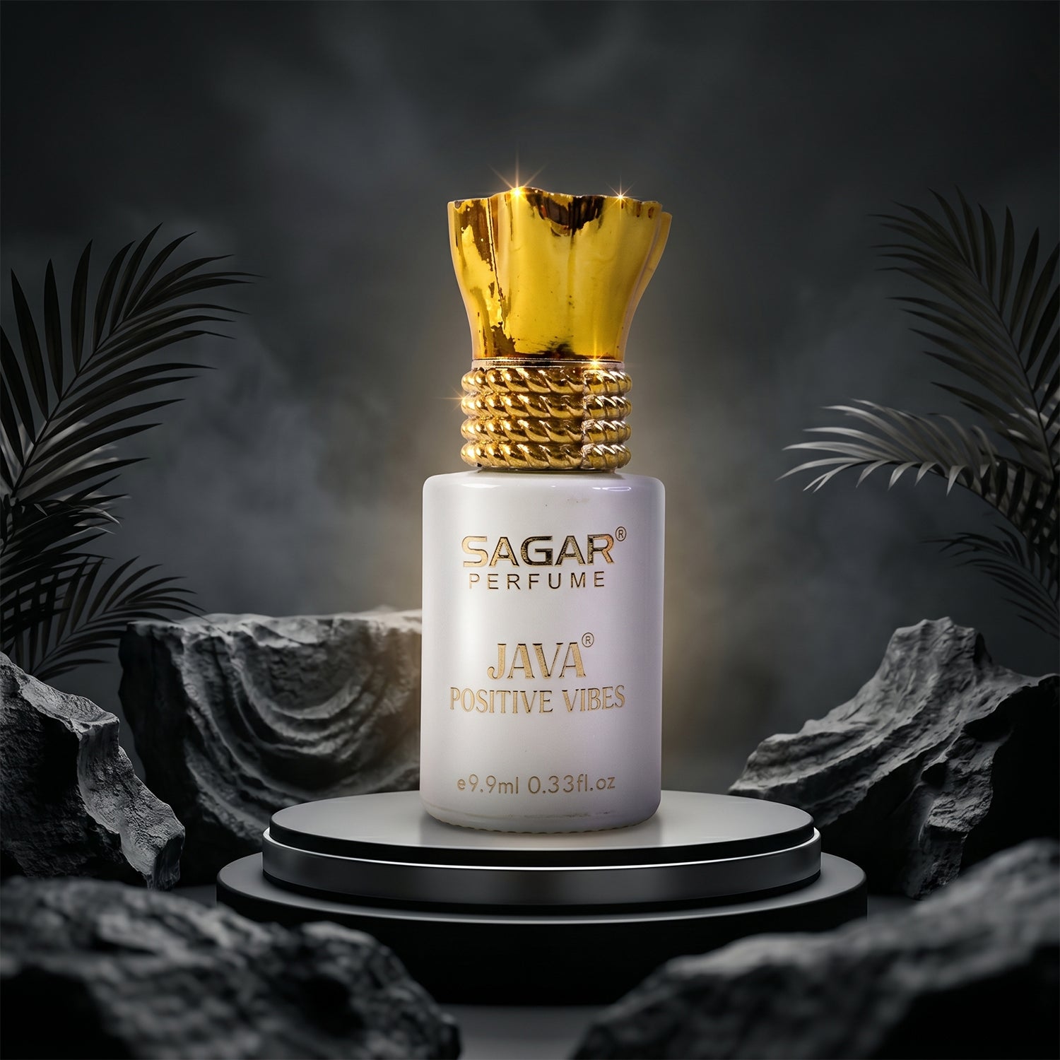 Wukusy Sagar Java Positive Vibes roll-on attar perfume oil in 9.9ml bottle, alcohol-free fragrance for men and women.