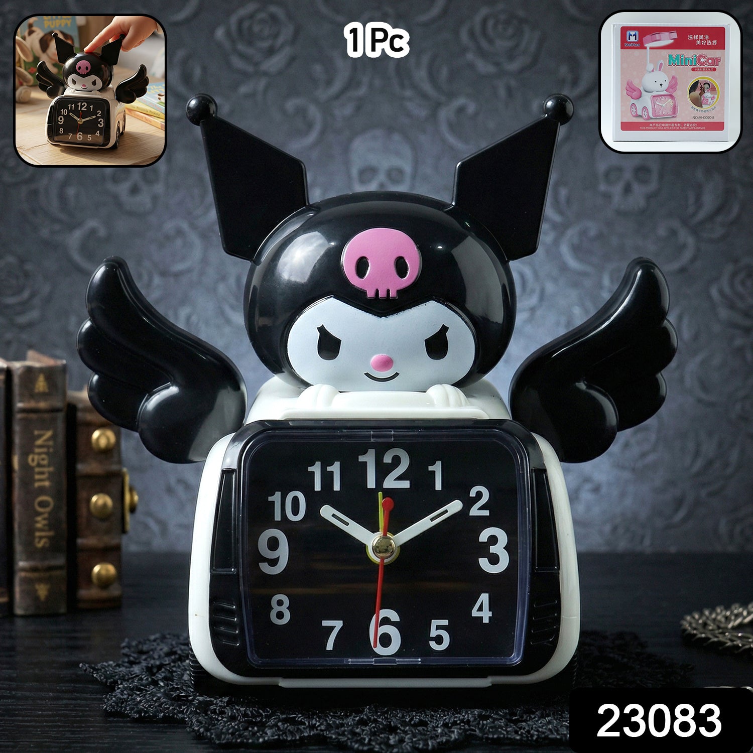 Cute cartoon character car style table alarm clock by Wukusy, featuring a playful design with digital and analog display.