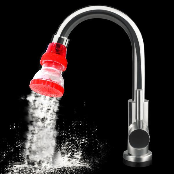 Wukusy 1450 small plastic 360-degree shower head faucet, kitchen tool with adjustable spray, shown in close-up.