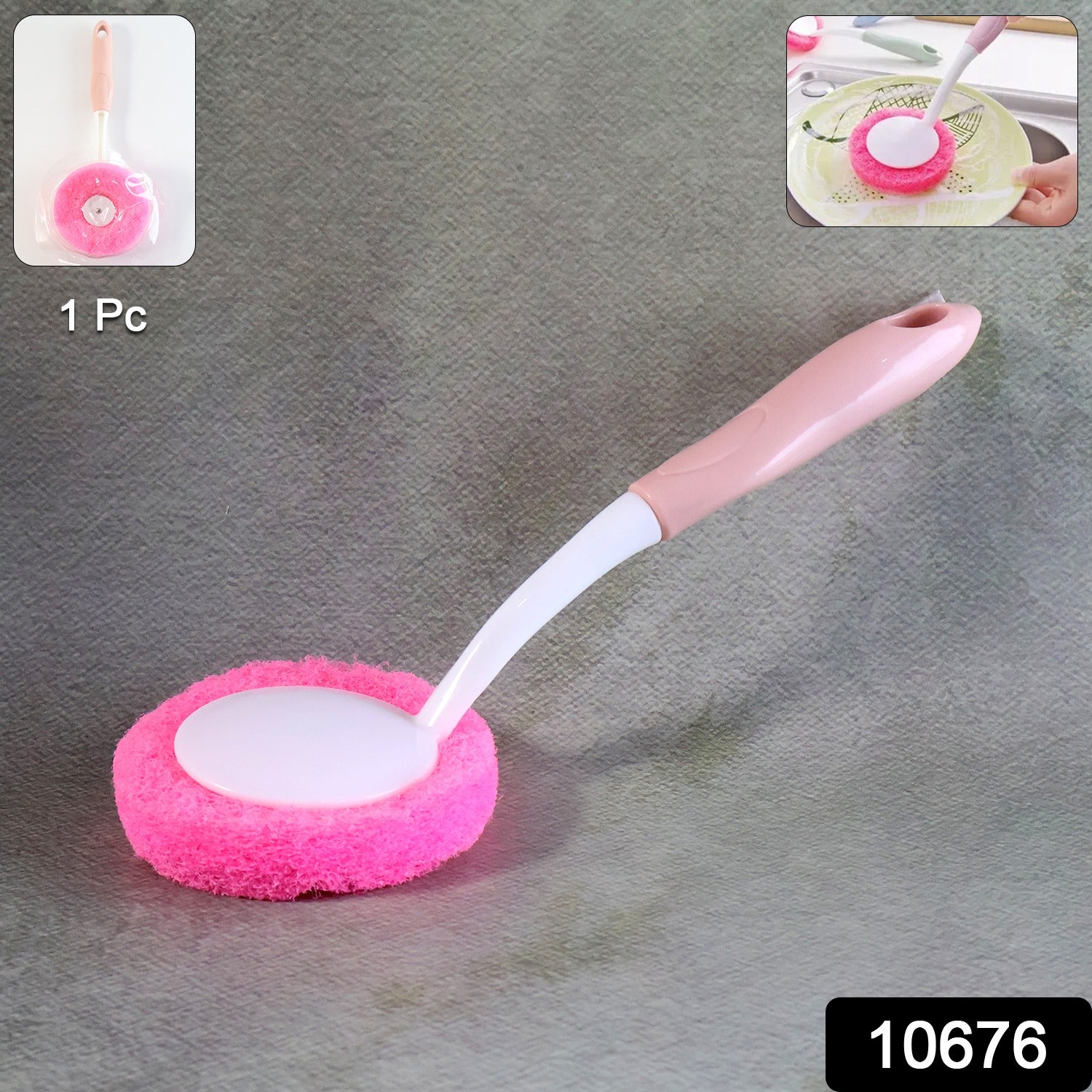Wukusy long handle kitchen dish scrubber brush for cleaning pots and dishes, with a durable ergonomic design