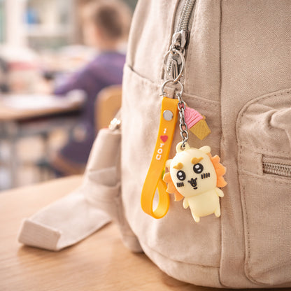 Wukusy cute cartoon animal ice cream strap keychain featuring a colorful, playful animal design on a small plastic keychain.