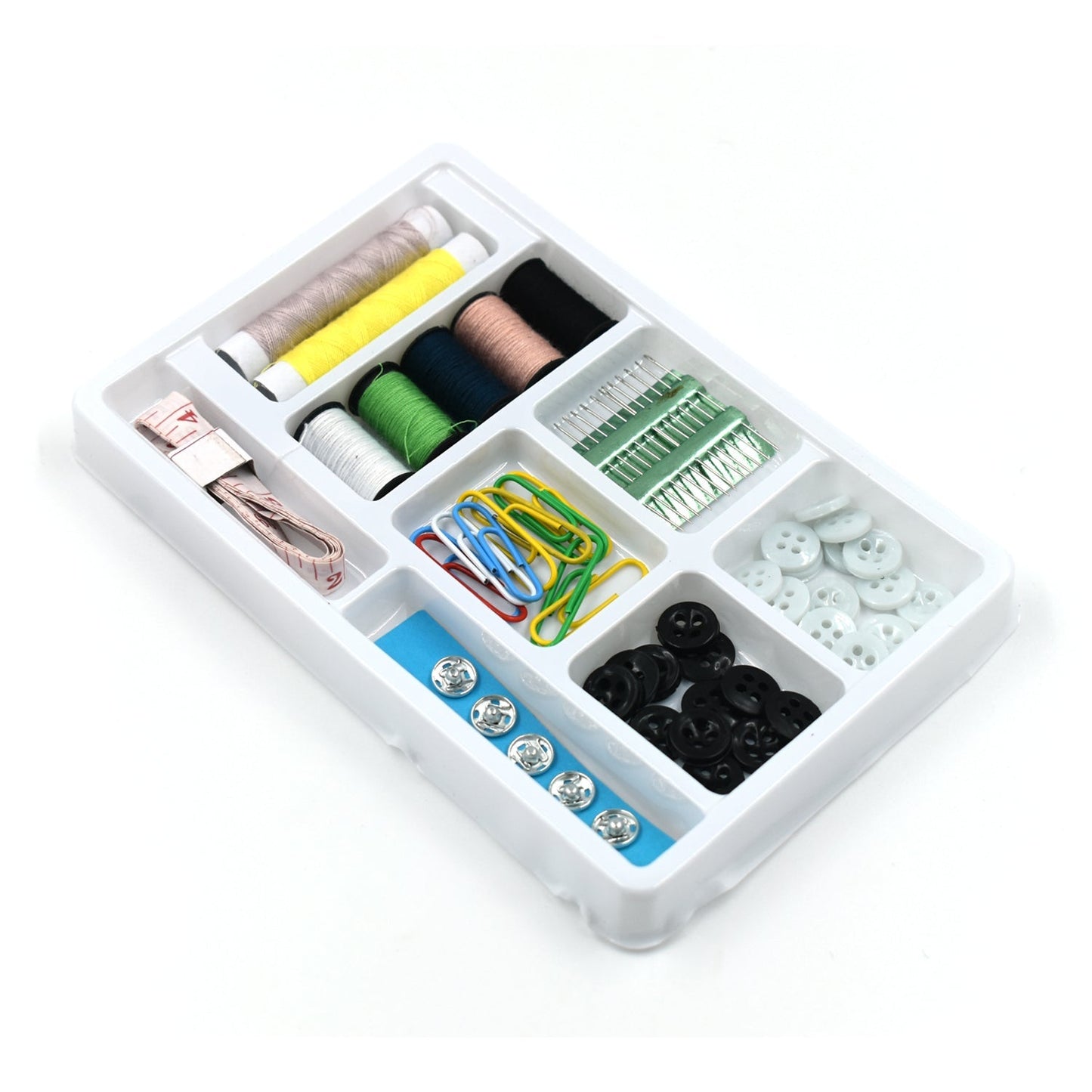 Wukusy 62-piece sewing set with needles, threads, and tools for clothes and fabric sewing, suitable for home sewing projects.