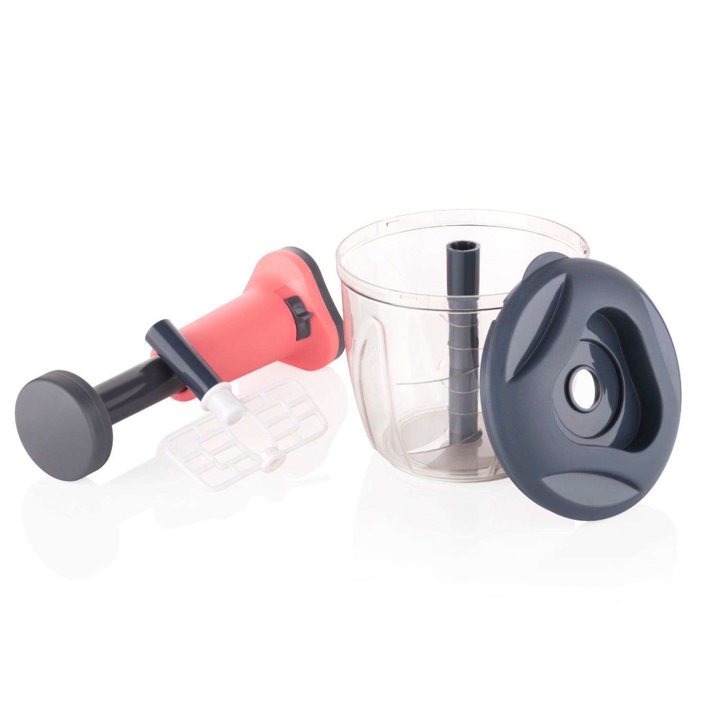 Wukusy 1100ml 2-in-1 push-up chopper and blender with 6 sharp blades for vegetables and fruits, easy push and chop button