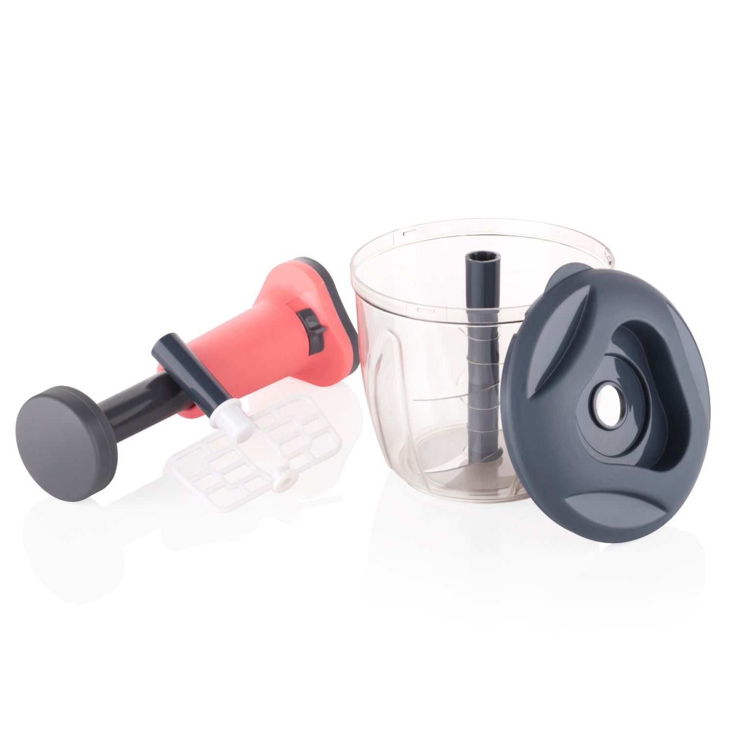 Wukusy 1100ml 2-in-1 push-up chopper and blender with 6 sharp blades for vegetables and fruits, easy push and chop button