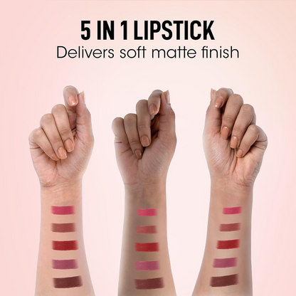 Wukusy Og Beauty 5-in-1 Sensational Lipstick in 7.5g, showcasing its sleek packaging and vibrant lip color.