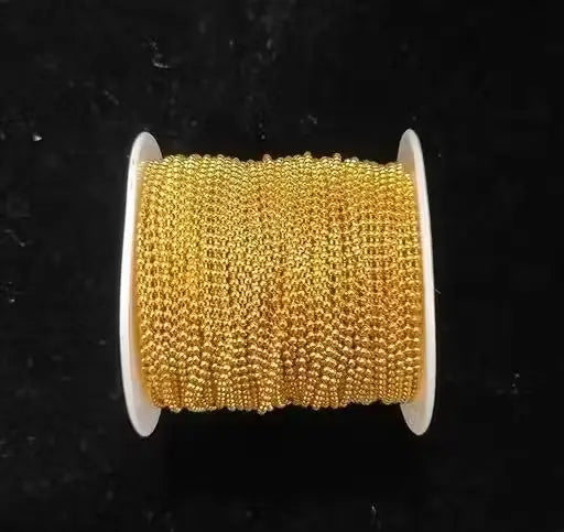 Ekom 10-meter golden ball chain for craft jewelry decoration, featuring small interconnected spherical beads on a flexible chain.