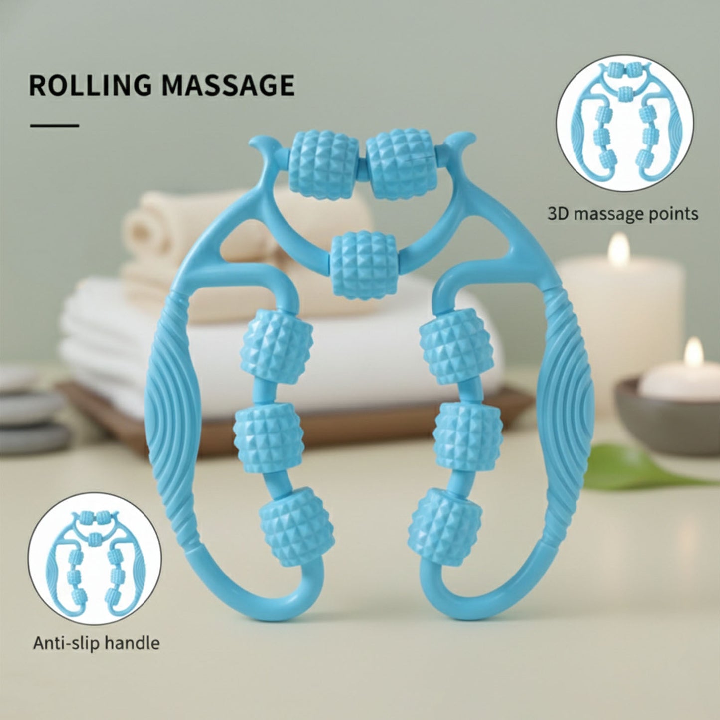 Wukusy handheld body massage roller for legs and arms, designed for muscle relaxation and stress relief.